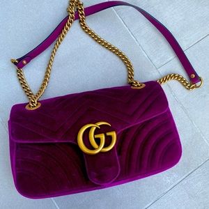 GUCCI velvet matelasse marmont medium bag